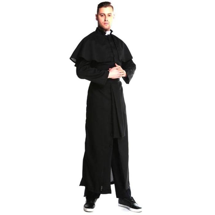 Halloween Costumes For Men Priest Set Abbey Priest Men'S Set Priest Black Cosplay Stage Carnival Set Xl