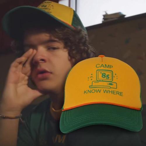 Stranger Things Dustin Hat Retro Mesh Trucker Cap Yellow Green 85 Know Where Adjustable Cap Gifts Halloween