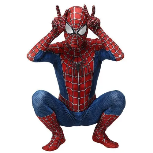 Kids Adult Classic Spiderman Costume 3D Spandex Spider Man Jumpsuits