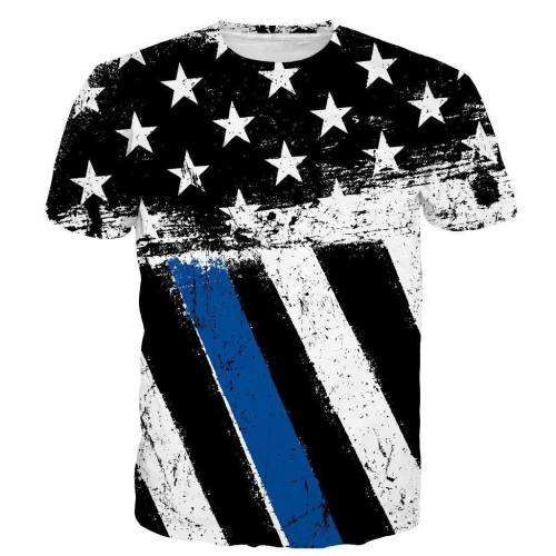Black And Blue American Flag T-Shirt