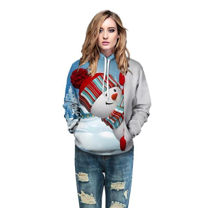 Mens Hoodies 3D Graphic Printed Christmas Kawaii Snowman Pullover Hoodie