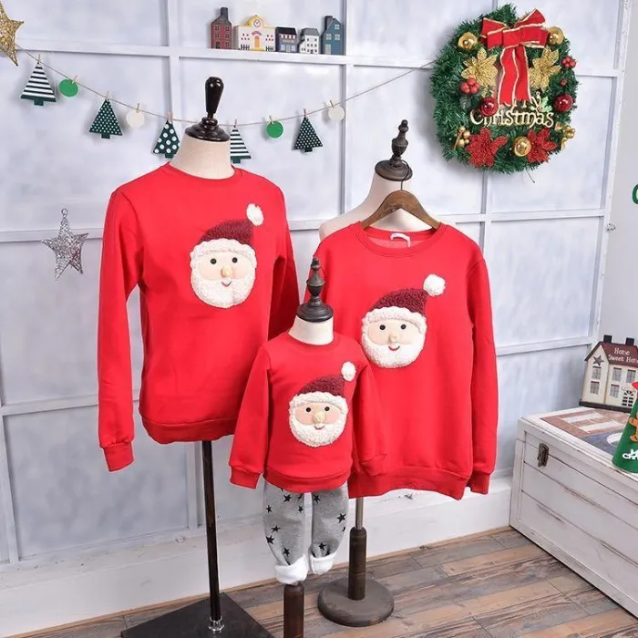 Family Matching Clothes Christmas Santa Claus Sweatshirt Cotton Outfit