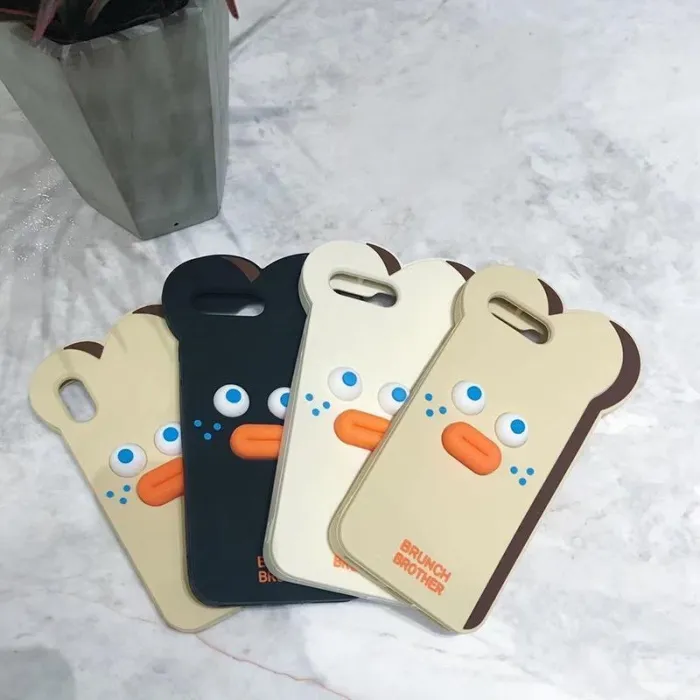 3D Cute Duck Brunch Brother Cartoon Matte Silicone Phone Case