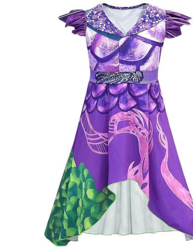 Descendants Cosplay Purple Dress Costume 3D Printed Costume For Girls And Women