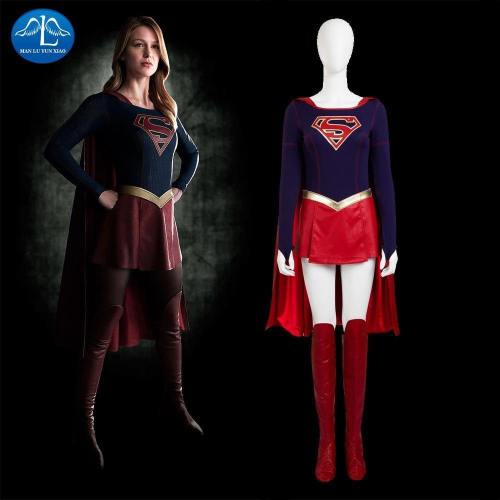 Supergirl Costume Cloak Skirt Movie Halloween Carnival Cosplay Costumes For Women And Girls