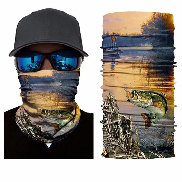 Seamless And Quick-Dry Fishing Theme 3D Print Face Mask Neck Gaiter