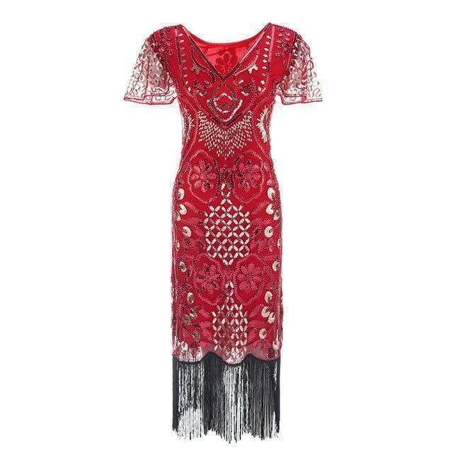 S Flapper Roaring Plus  Size 20S Great Gatsby Fringed Sequin Beaded Dress And Embellished Art Deco Dress Accessories Xxxl