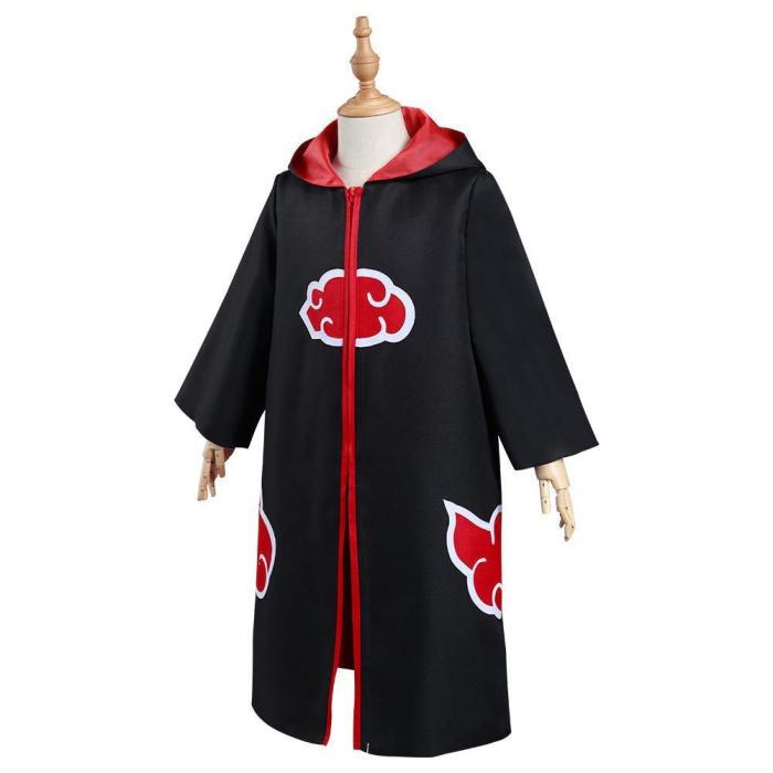 Naruto Akatsuki Kids Children Hooded Zip Up Coat Halloween Carnival Suit Cosplay Costume