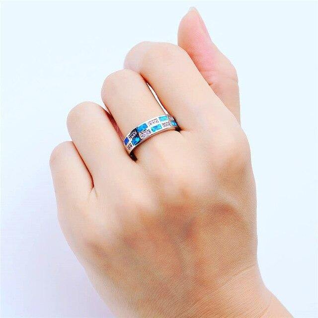 Luxury Blue White Fire Opal Ring