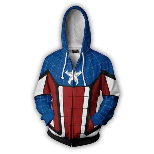 Spider-Man Hoodie - Captain America Zip Up Hoodie
