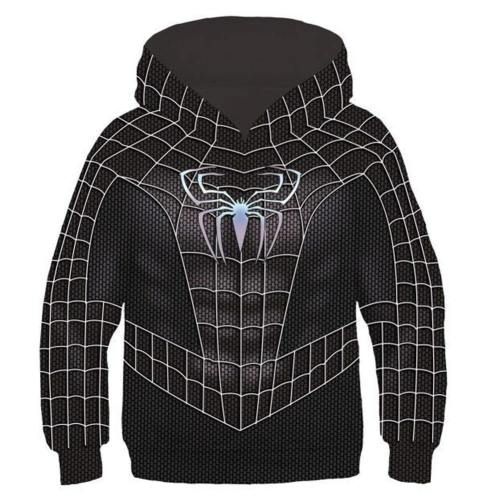 Kids Movie Hoodies Spider-Man Pullover 3D Print Jacket Sweatshirt Black