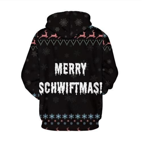 Mens Hoodies 3D Graphic Printed Merry Christmas Black Pullover