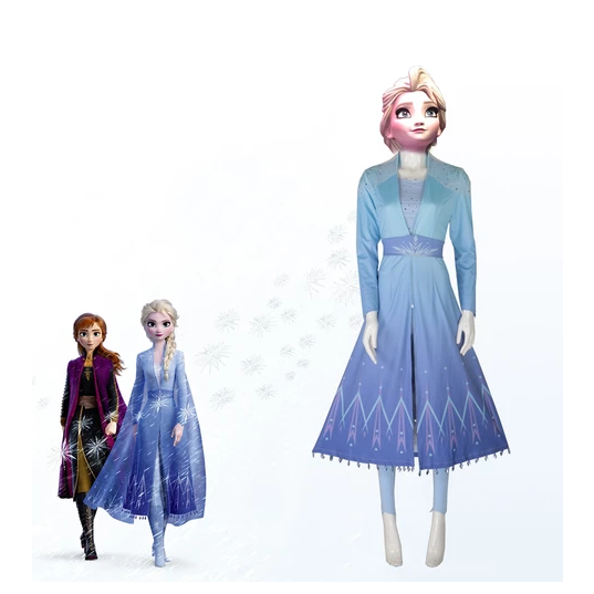 New Frozen 2 Cosplay Snow Adult Elsa Dress Costume Halloween Cosplay Elsa Anna Costume Princess Ice Queen Elsa Outfit Full Set