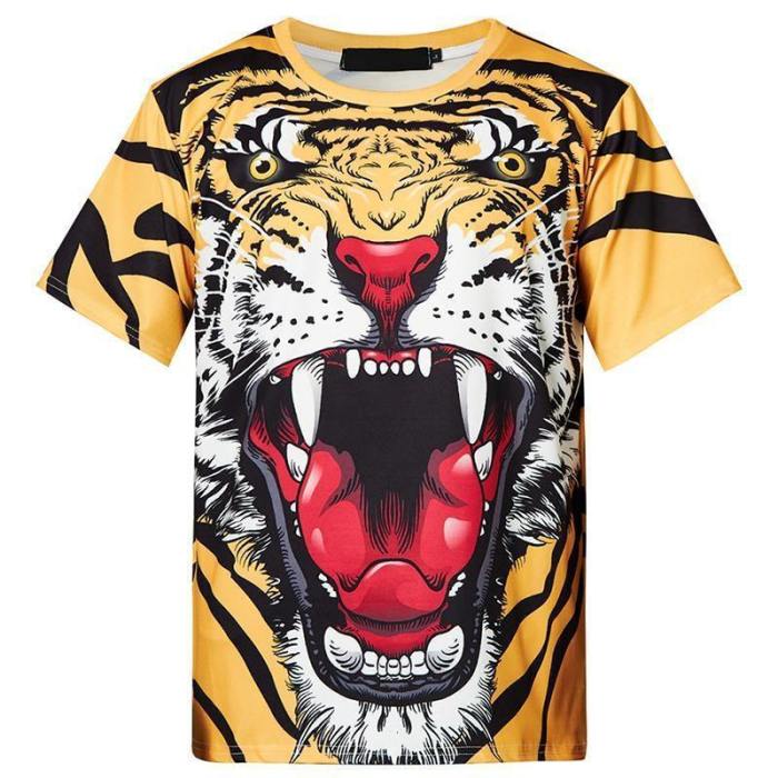 Mens T Shirt Hungry Tiger Printing Pattern Tee