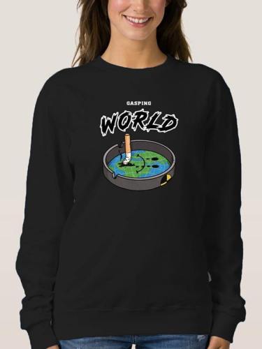 Gasping World Earth Ashtray Graphic Sweatshirt