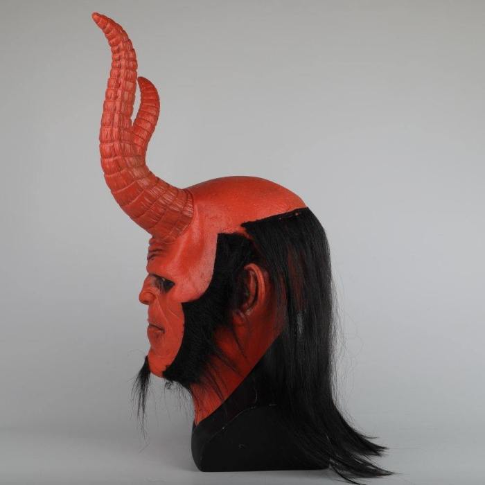 New Movie Hellboy: Rise Of The Blood Queen Mask Ox Horn Mask Right Hand Cosplay Gloves Armor Latex Hand Gauntlet Party Halloween