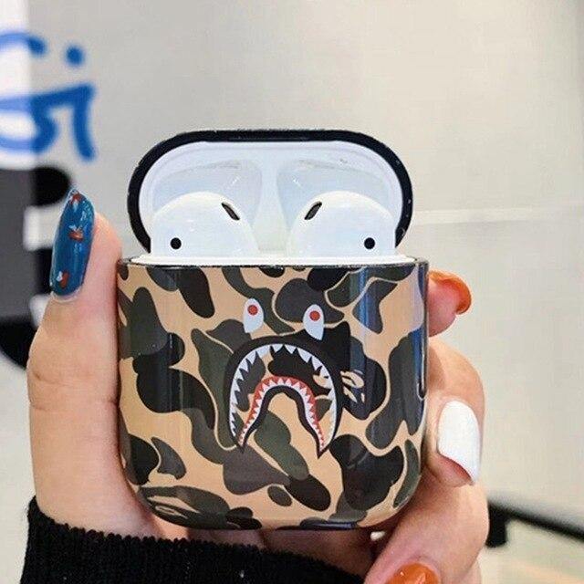 Camouflage Shark Apple Airpods Protective Case Cover