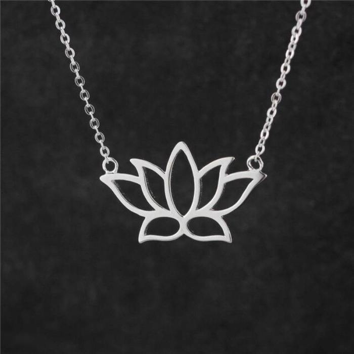Lotus Flower Sterling Silver Necklace