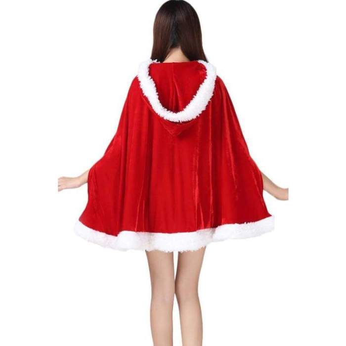 Christmas Red Little Red Hood Mrs Santa Cosplay Costume Adult