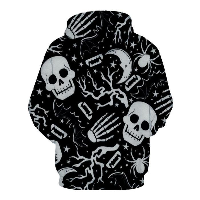 Halloween 3D Digital Print Long Sleeved Hooded Sweater