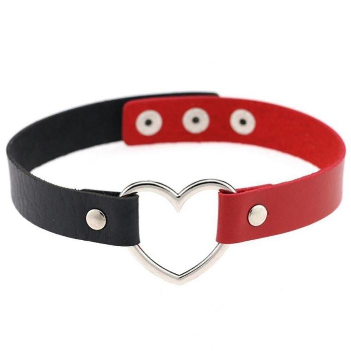Cool Heart Buckle Band Choker Necklace
