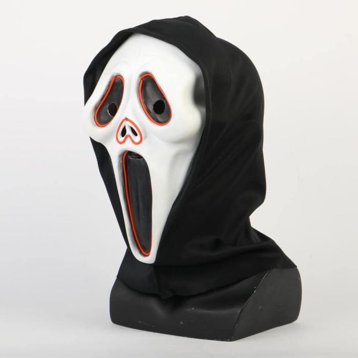 Halloween Ghost Face Mask Costume Luminous Scream Adult Scary Horror Led Mask Masquerade Costume Prop