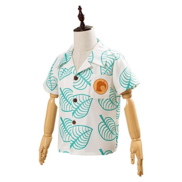 Animal Crossing Tom Nook Short Sleeve Shirt Top For Kids Children Cosplay Costume