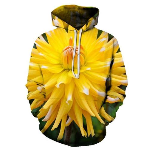 Yellow Floral 3D Sweatshirt Hoodie Pullover