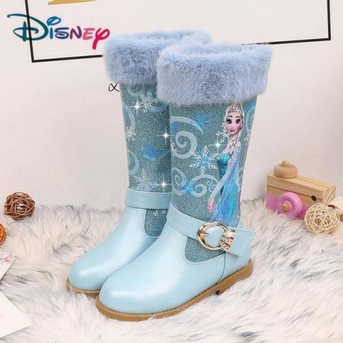 Elsa High Boots Girls High-Heeled Autumn And Winter Warm Children Sequins Snow Shoes Frozen Boots