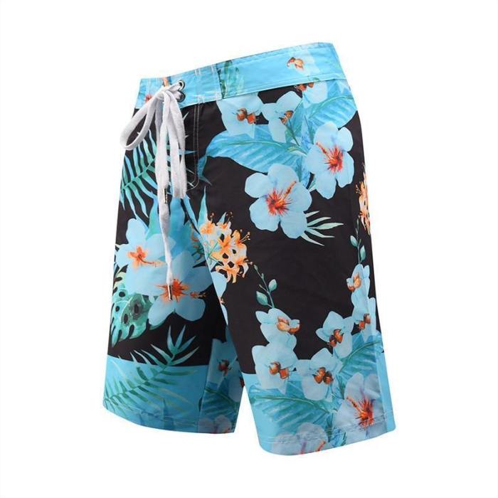 Men'S Beach Board Shorts Tropical Floral Pattern Swimming Pants