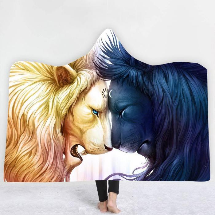 Ice And Fire 3D Lion Version 3 Hooded Blanket