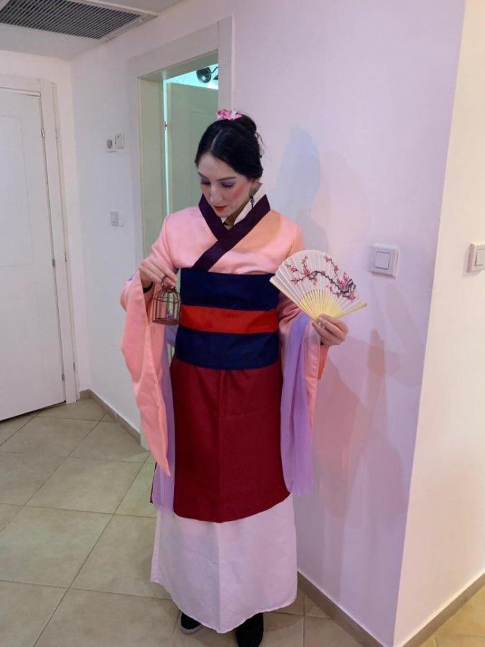 Princess Hua Mulan Blue Red Dress Kids Adult Cosplay Stage Costumes