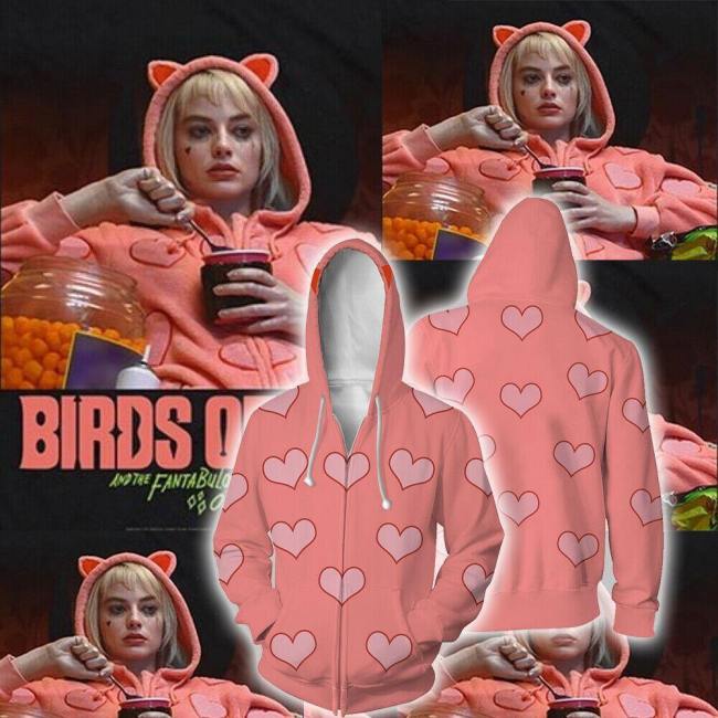 Birds Of Prey Harley Quinn Cosplay Costume Hoodie Jacket Coat Sweatshirt Pink Hoodie S-4Xl