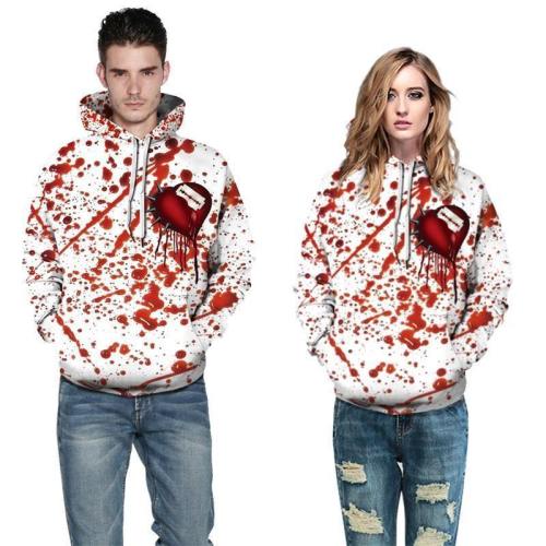 Mens Hoodies 3D Printed Blade On Heart Pattern Printing Halloween Hoodies