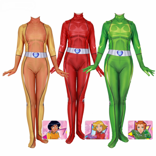 Totally Spies Cosplay Anime Clover Sam Alex Bodysuit Jumpsuits Costume