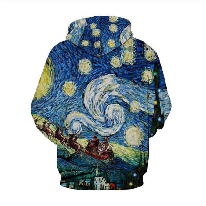 Mens Hoodies 3D Graphic Printed Christmas Galaxy Pullover