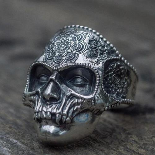 Stainless Steel Heavy Sugar Skull Ring