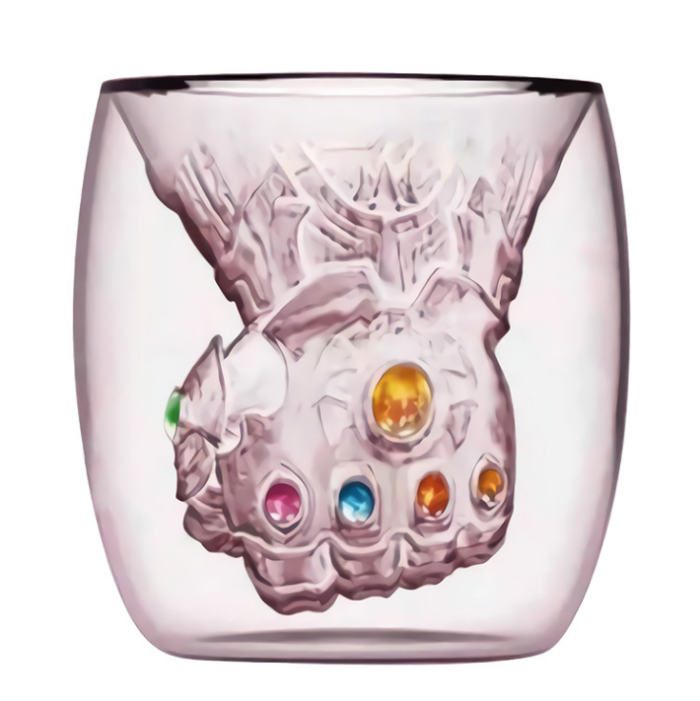 Avengers 4 Endgame Thanos Glove Mugsakura Pink Double Wall Glass Mug Tea Coffee Cup Drink Glass
