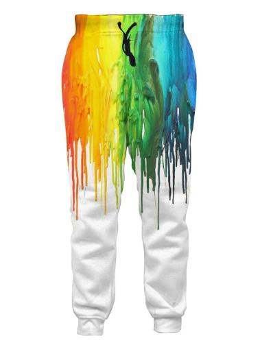 Mens Jogger Pants 3D Printing Dyeing Pattern Trousers