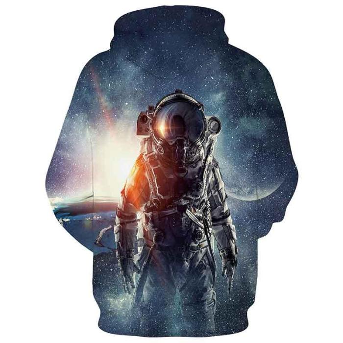 Mens Hoodies 3D Printed Astronaut Pattern Printing Hoodies