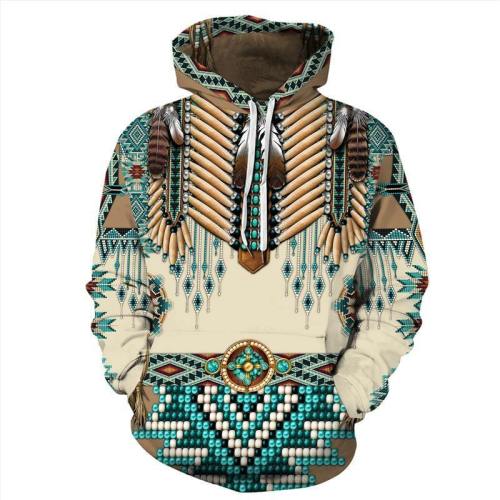Mens Hoodies 3D Graphic Printed Indian Style Pullover Hoody