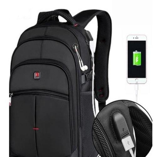 Backpack External USB Charging Interface Adapter Charging Cable (Color: Black)