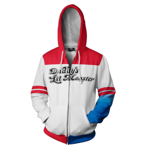 Dc Comics Suicide Squad Harley Quinn Hoodie Zipper Hooded Sweatshirt