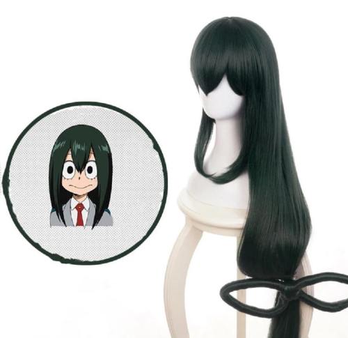 My Hero Academia Tsuyu Asui Girl Long Green Synthetic Hair Wig Cosplay