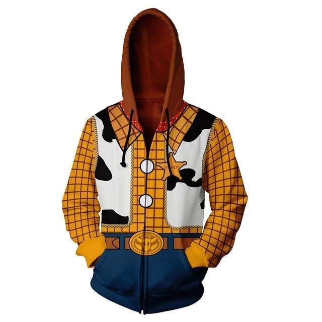 Woody Zip Up Hoodies Sweatshirt Long Sleeve Cowboy Woody Cosplay Costumes 3D Printed Hooded Sweatshirts Jacket Coat Sweater