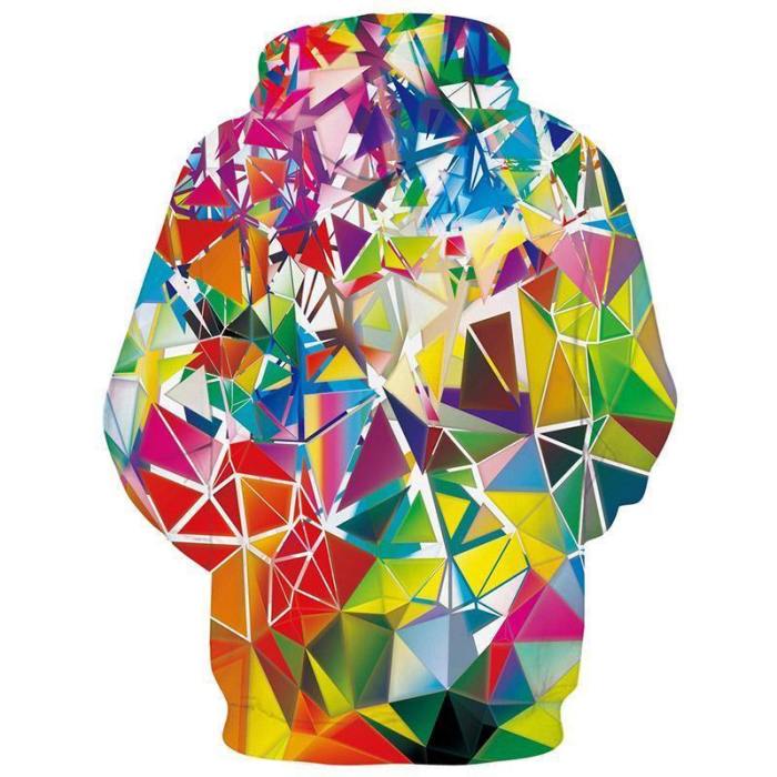 Mens Hoodies 3D Printed Colorful Diamond Hooded