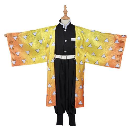 Demon Slayer: Kimetsu No Yaiba Agatsuma Zenitsu Kids Kimono Outfits Halloween Carnival Suit Cosplay Costume