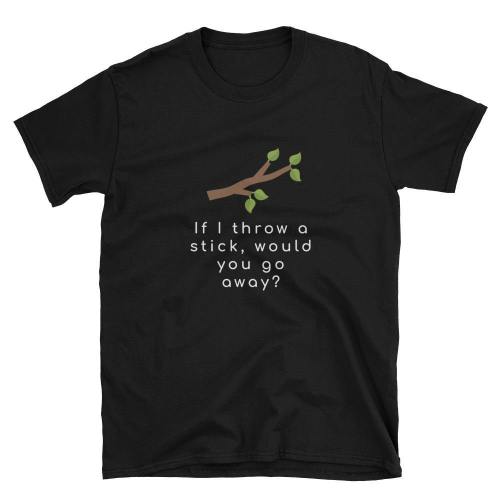  If I Throw A Stick  Short-Sleeve Unisex T-Shirt (Black/Navy)