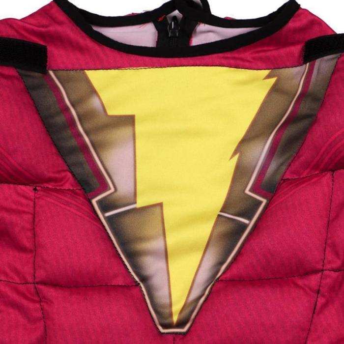 Kids Superhero Shazam Muscle Cosplay Jumpsuit Halloween Costumes