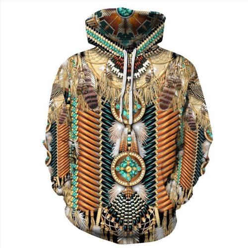 Mens Hoodies 3D Graphic Printed Indian Style Pullover Hoodied